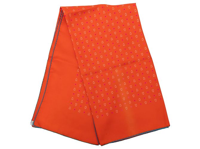 Hermès Seidentuch Orange Equestrian Print 90