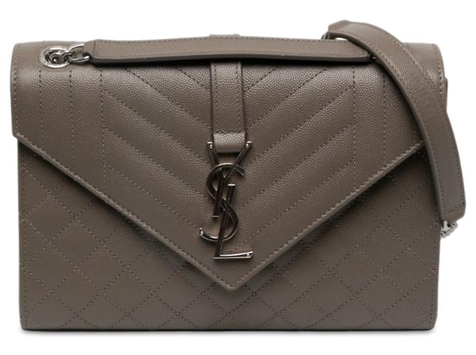 Autre Marque Bolsa Envelope Saint Laurent Brown Medium Grain De Poudre Triquilt Monogram