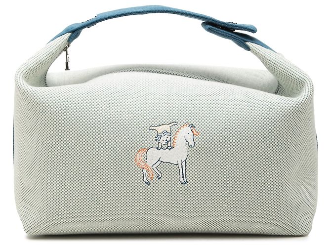 Hermès Blue Large Toile Bride A Brac Cabriole Case