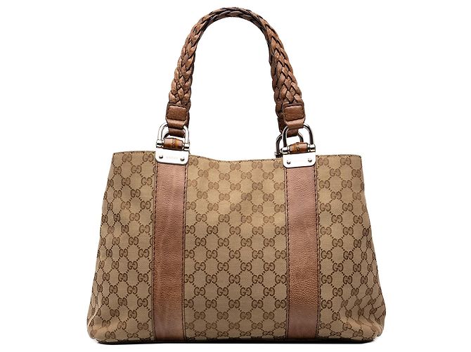 Tote Gucci Beige Medium GG Canvas Bamboo Libeccio