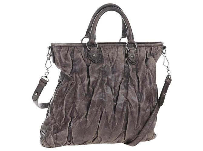 Miu Miu Handtasche Leder 2way Grau Silber