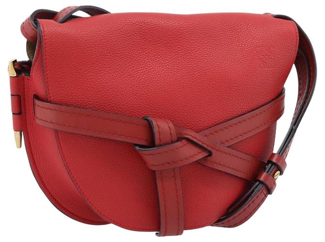 LOEWE Gate Bag Shoulder Bag Leather Red Gold