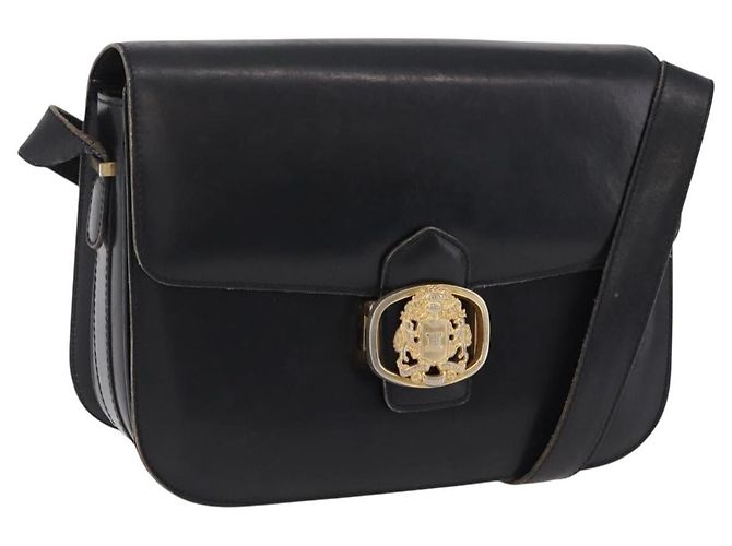 Céline CELINE Bolsa de ombro em couro preto e dourado