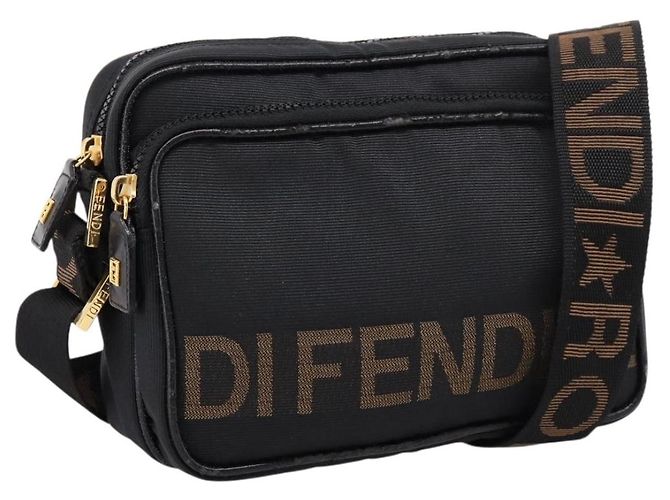 FENDI Shoulder Bag Canvas Black Gold