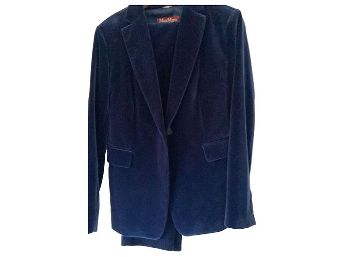 Max Mara Studio Traje de terciopelo azul marino
