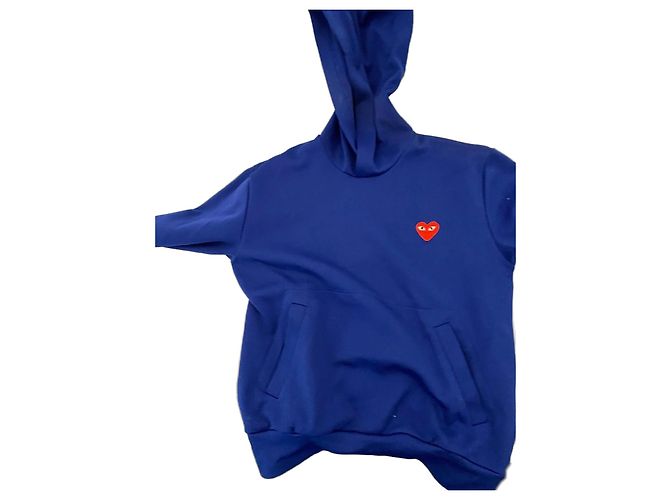 Comme Des Garcons Blauer Sweatshirt mit rotem Herz