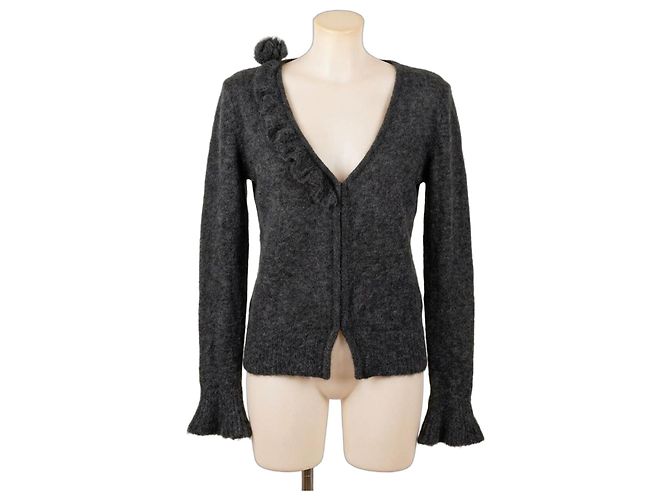 Ermanno Scervino Grauer Merinowolle Cardigan