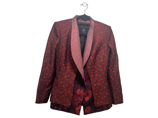 Autre Marque Glamoda Red Star Patterned Blazer