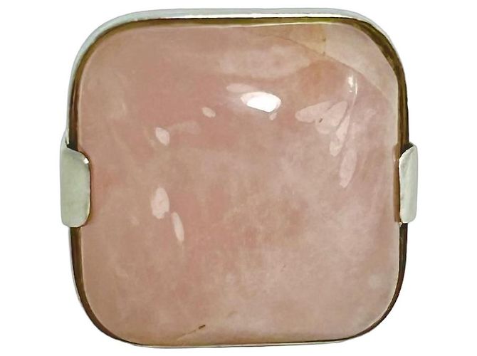 Autre Marque Morellato Anel Maxi em Prata com Quartzo Rosa Natural Cabochon
