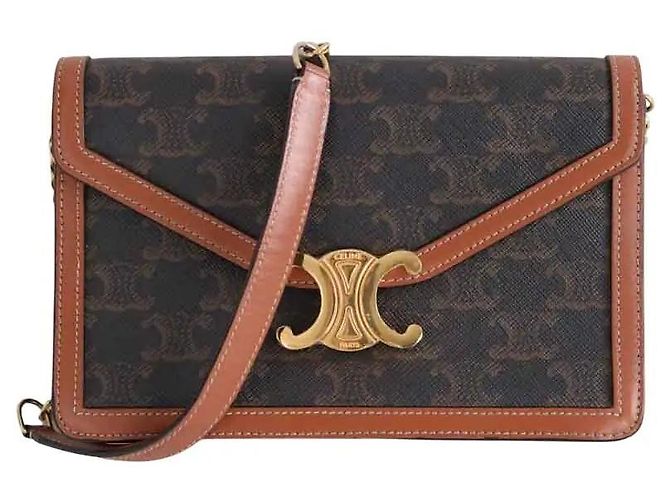 Céline Borsa a tracolla Triomphe Maillon Chain marrone