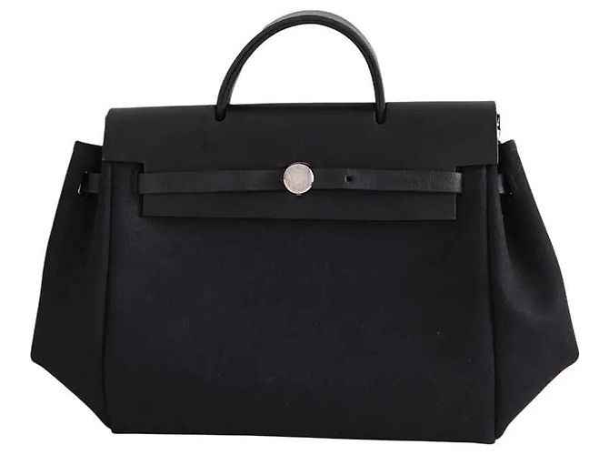 Borsa a mano Hermès Herbag nera in pelle
