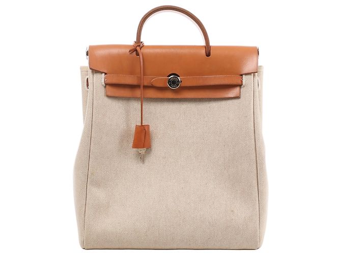 Mochila Hermès Herbag Ado PM Twirl Ash x Vash Hunter en Beige×Brown D: 2000