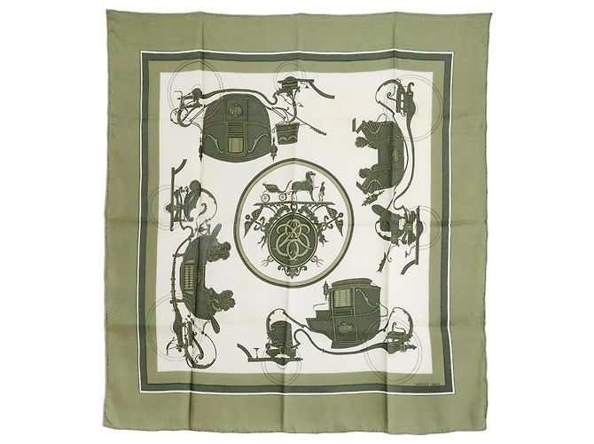 Hermès Carré 90 Seda Ex Libris Verde Salvia