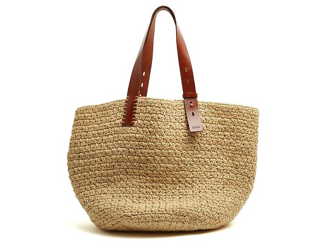Chloé Manuel Medium Borsa Rafia Pelle