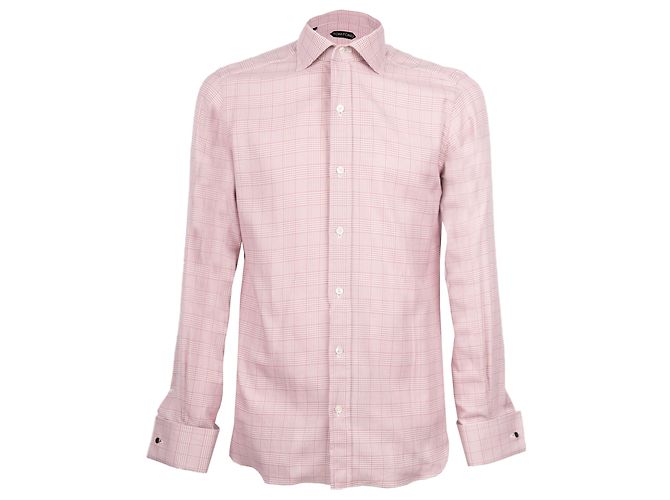 Tom Ford Hemd Rot Hahnentritt Baumwolle