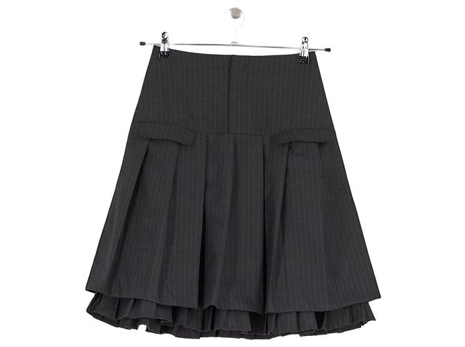 Autre Marque Falda midi plisada gris con rayas DAMSON MADDER
