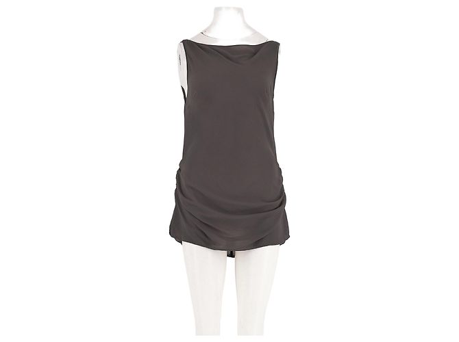 Autre Marque WEEKDAY Ärmelloses Top Grau mit Drapierung