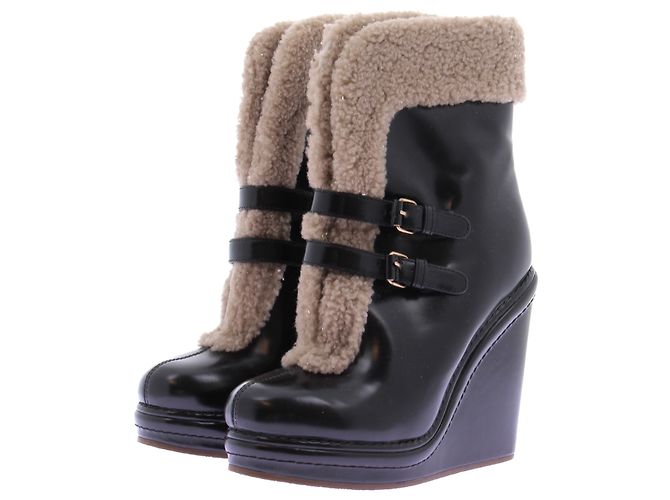 Marc by Marc Jacobs Wedge Boots Black Leather 38.5