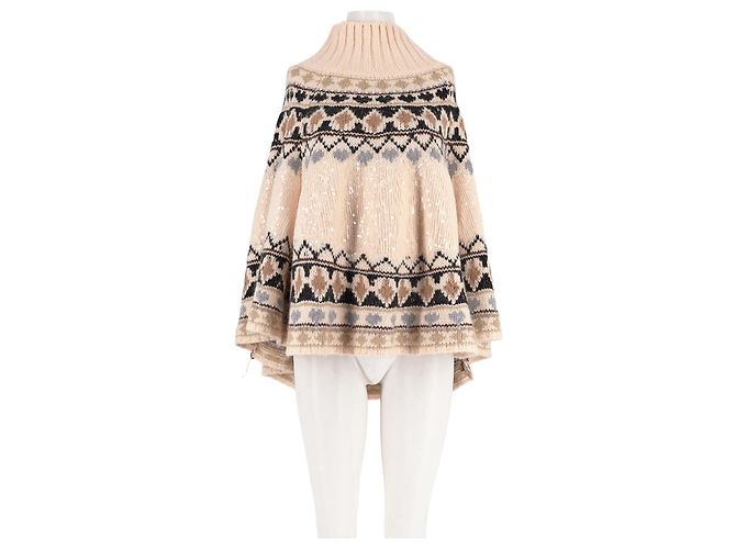 Autre Marque Poncho de lã bege