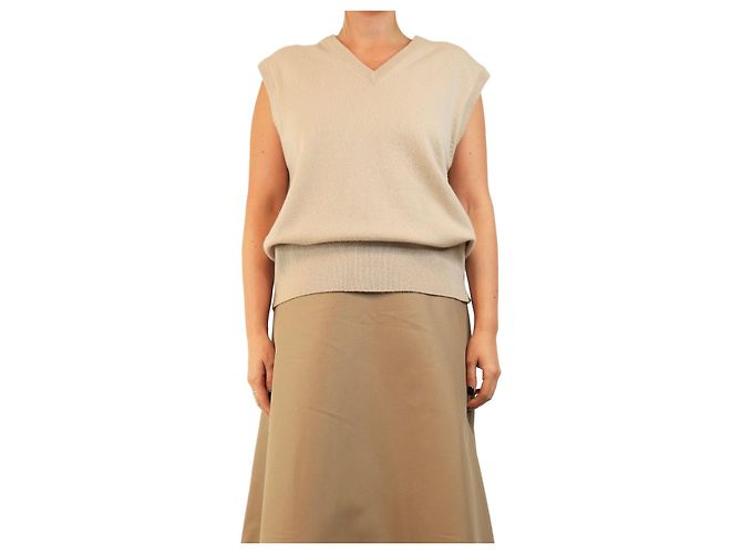 Autre Marque Strickweste mit V-Ausschnitt in Neutral - size