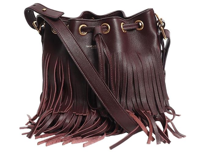 Autre Marque Bolso bucket Emmanuelle con flecos burdeos