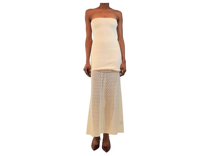 Autre Marque Bandless Strick-Midikleid in Creme - Größe XS