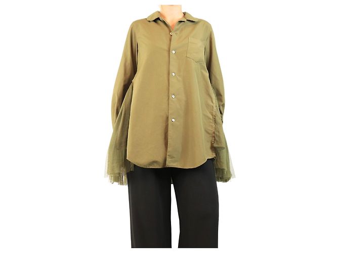 Comme Des Garcons Grünes Tüllhemd 2023 - size S
