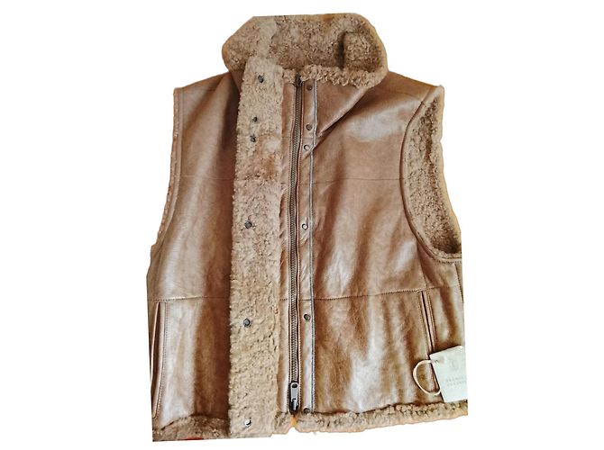 Brunello Cucinelli Leather Shearling Vest Brown