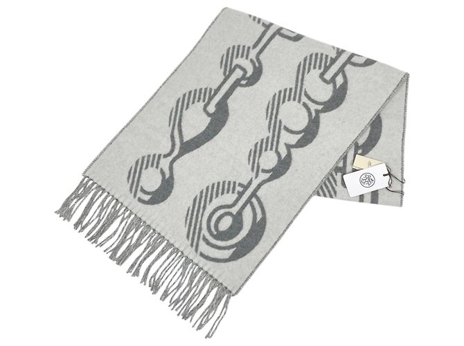 Hermès Cachecol de cashmere cinzento Hermes