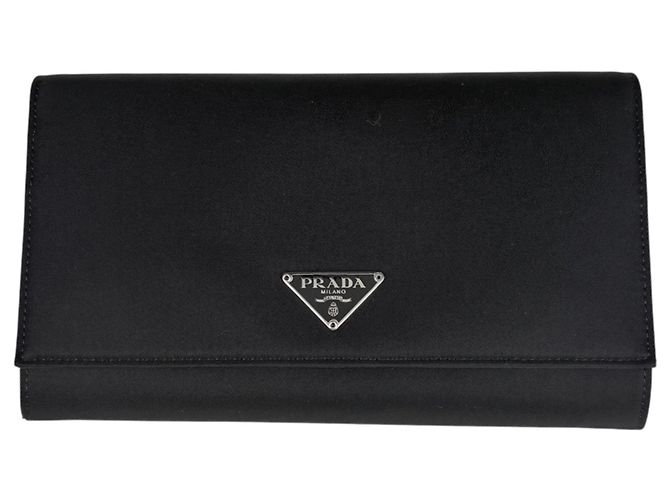 Prada Long Bi-Fold Wallet in Black Nylon