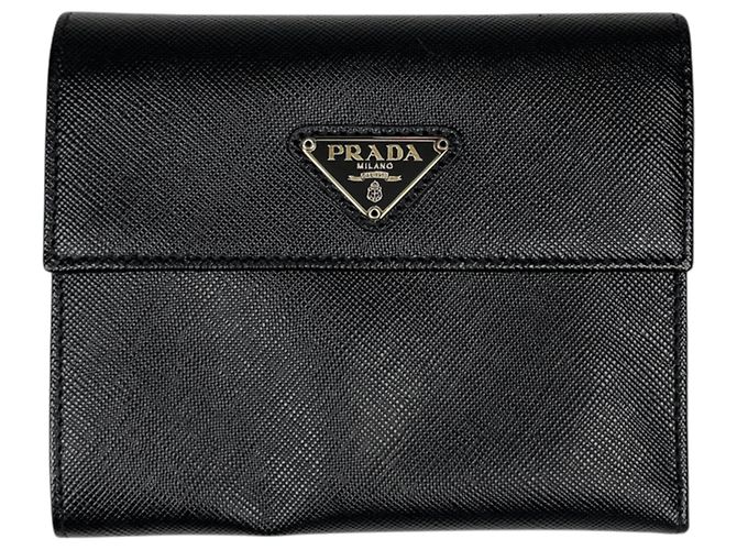 Prada Tri-fold Wallet in Black Leather