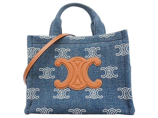 Céline Celine Petit Sac Cabas en Denim Covertized