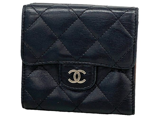 Chanel Black Leather Tri-fold Wallet