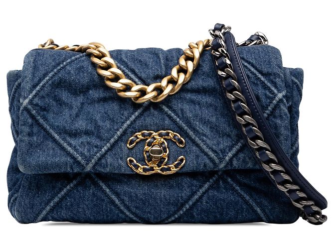 Chanel 19 Flap en denim bleu taille Medium