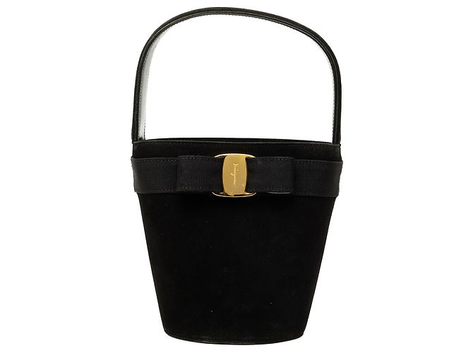 Salvatore Ferragamo Borsa a secchiello Ferragamo Vara Bow in camoscio nero