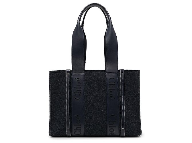 Chloé Blue Medium Felt Woody Tote Tasche