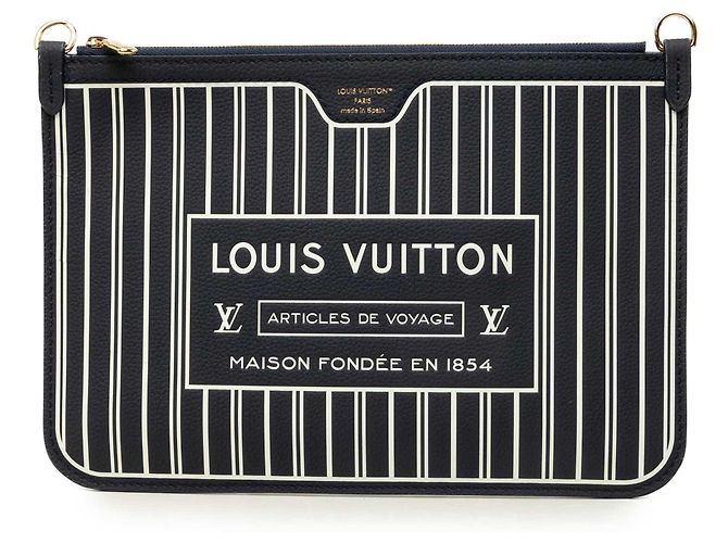 Louis Vuitton Neverfull Inside Out MM Täschchen aus blauem Kalbleder