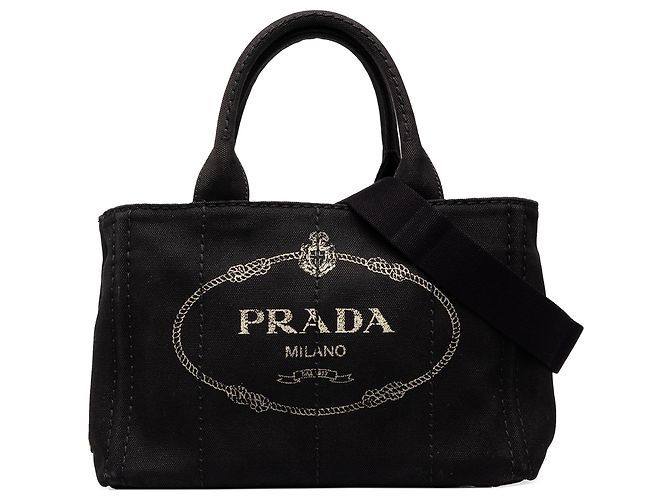 Prada Tote Small Canvas Canapa Logo Preta