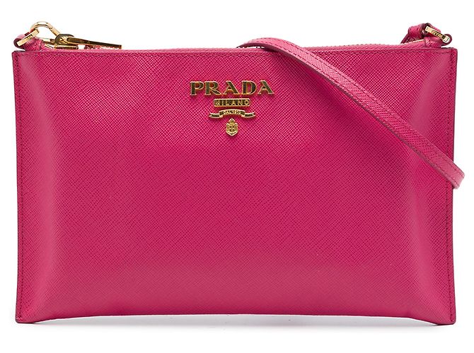 Bolsa de Ombro Prada em Saffiano Rosa