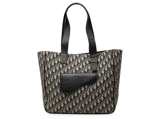 Dior Blue Oblique Canvas Saddle Tote
