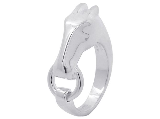 Hermès Anillo de Banda Hermes Galop Plateado