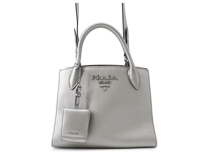 Borsa Prada in pelle argento