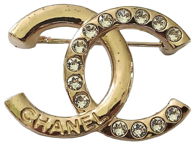 Spilla Chanel CC Strass Oro