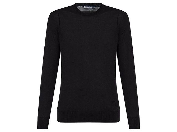 Dolce & Gabbana Wollpullover in Schwarz mit Rundhalsausschnitt