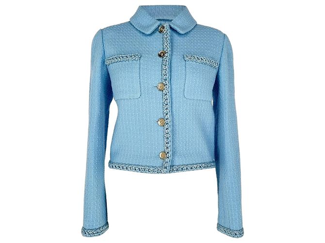 Chanel Tweed Jacket in Light Blue Wool