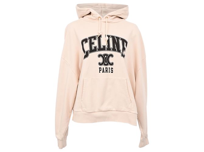 Céline Celine Paris Hoodie aus beiger Baumwolle