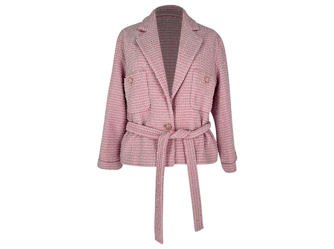 Chaqueta de tweed Chanel en algodón rosa