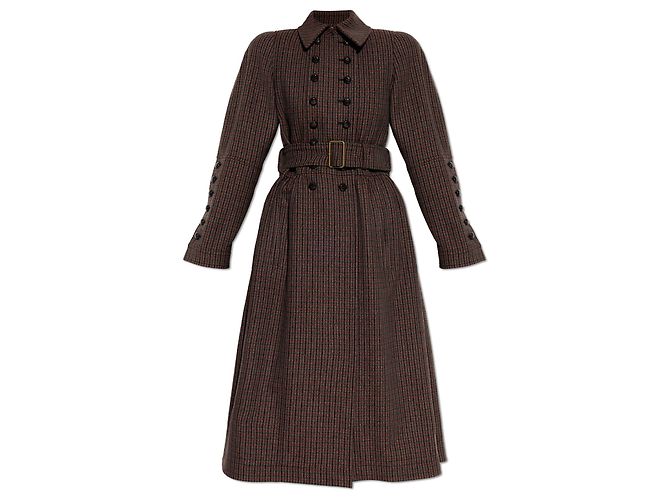 Chloé plaid wool coat brown