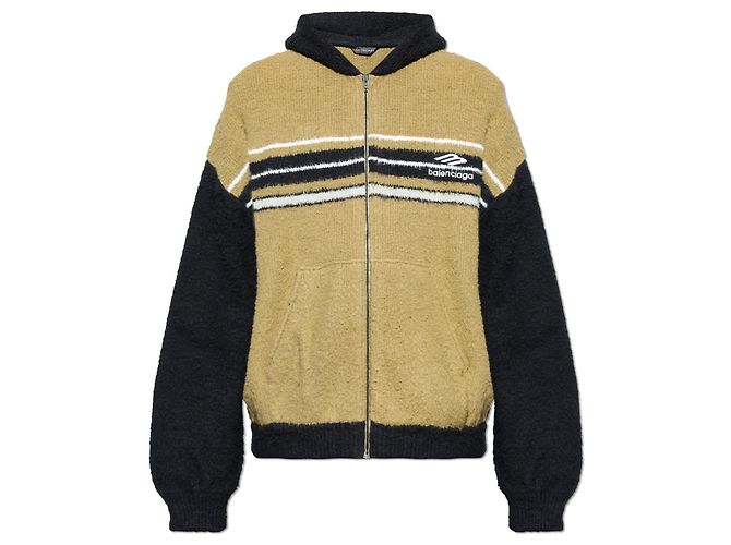 Balenciaga Logo Zip-Up Sweatshirt Grün Baumwolle