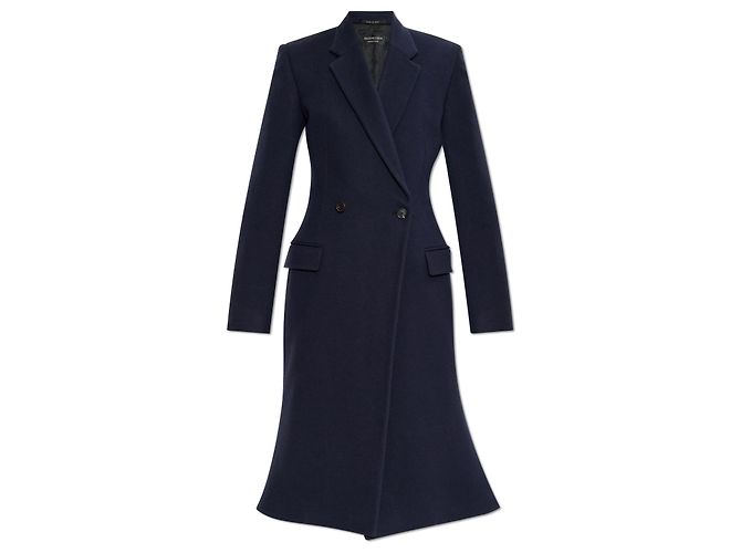 Balenciaga navy blue wool coat